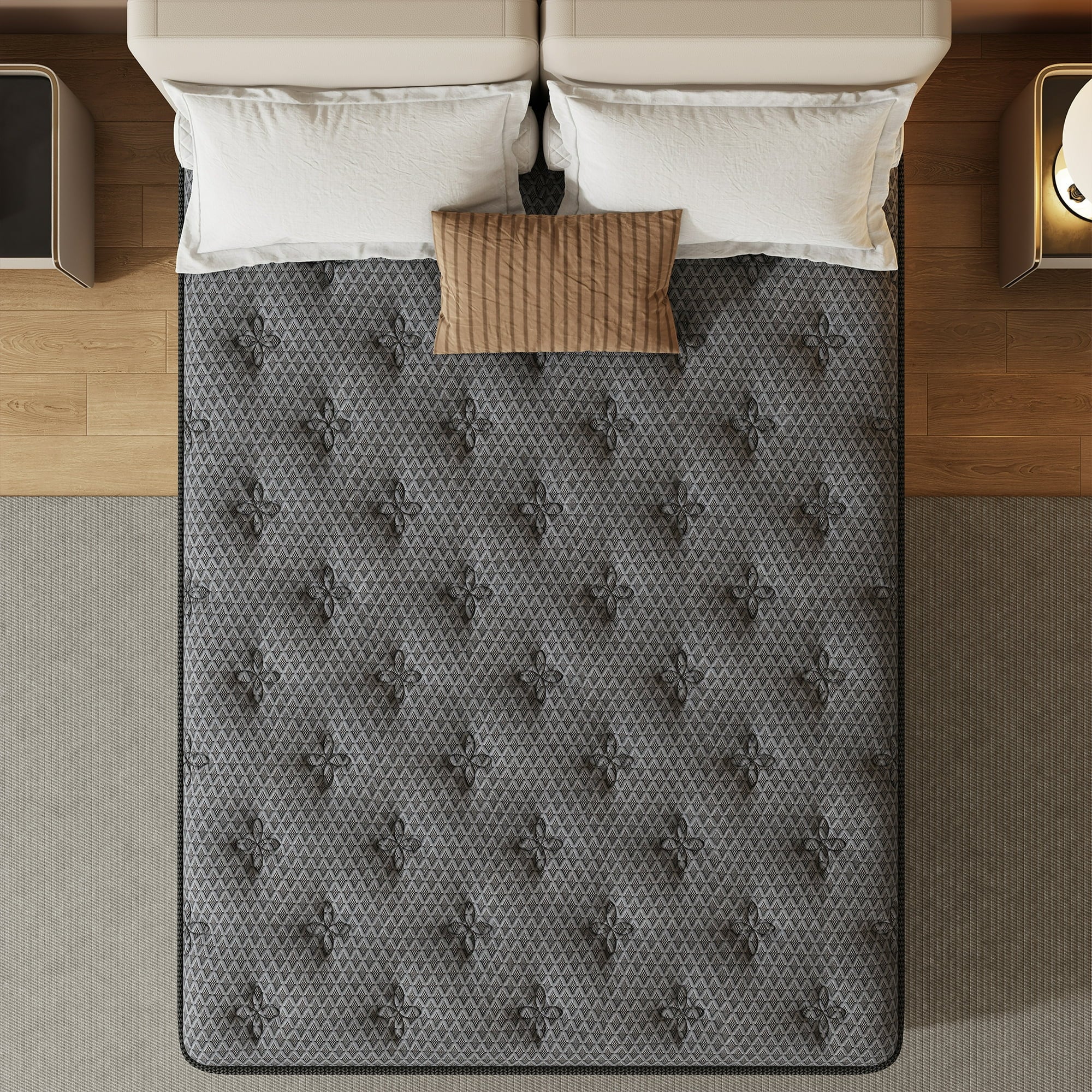 HIKOS 10 inch Queen Mattress in a Box, Cooling Gel Memory Foam Hybrid Mattress with Individually Wrapped Pocket Coils, Medium Firm Queen Size Mattress, Pressure Relief for Adult