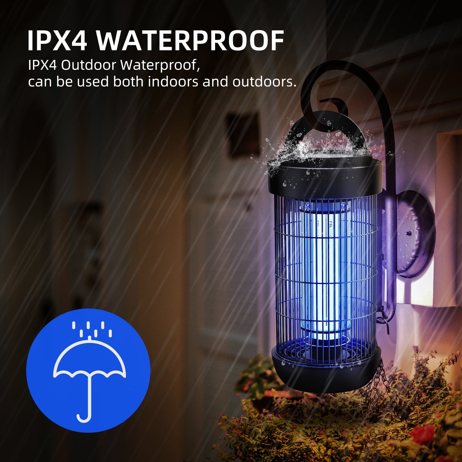 KLOUDIC Waterproof 4000V Detachable Electric Mosquito Killer Bug Zapper Electronic Insect Fly Trap for Outdoor and Indoor